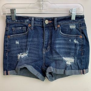 Aeropostale Medium Wash High Rise Shorty Jean Shorts